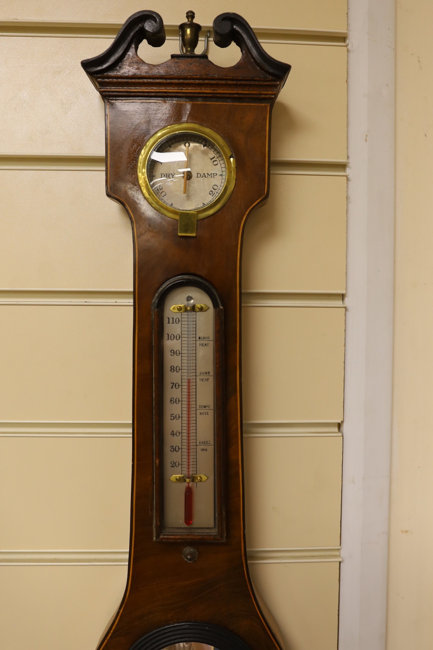 19th century wheel barometers by A M Ortelli, Godalming - 96cm tall